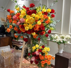 Kệ Hoa Tươi Chúc Mừng 2 Tầng - A Great Begining