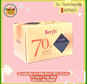 Socola Malaysia - Socola Beryl's Dark  70% Cacao Hộp 609g