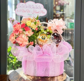 Giỏ Trái Cây Chúc Mừng Tone Hồng