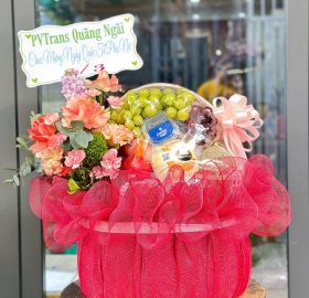 Giỏ Trái Cây Chúc Mừng Tone Đỏ